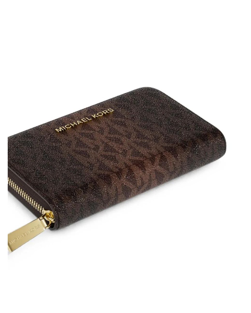Michael Kors Brown Petit Portefeuille En Cuir À Logo