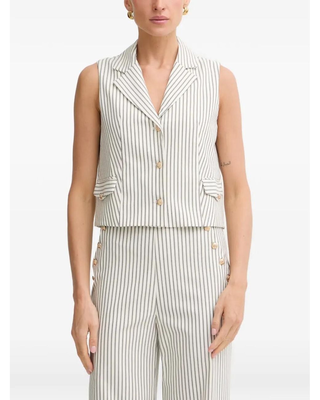 Morgan White Striped Waistcoat