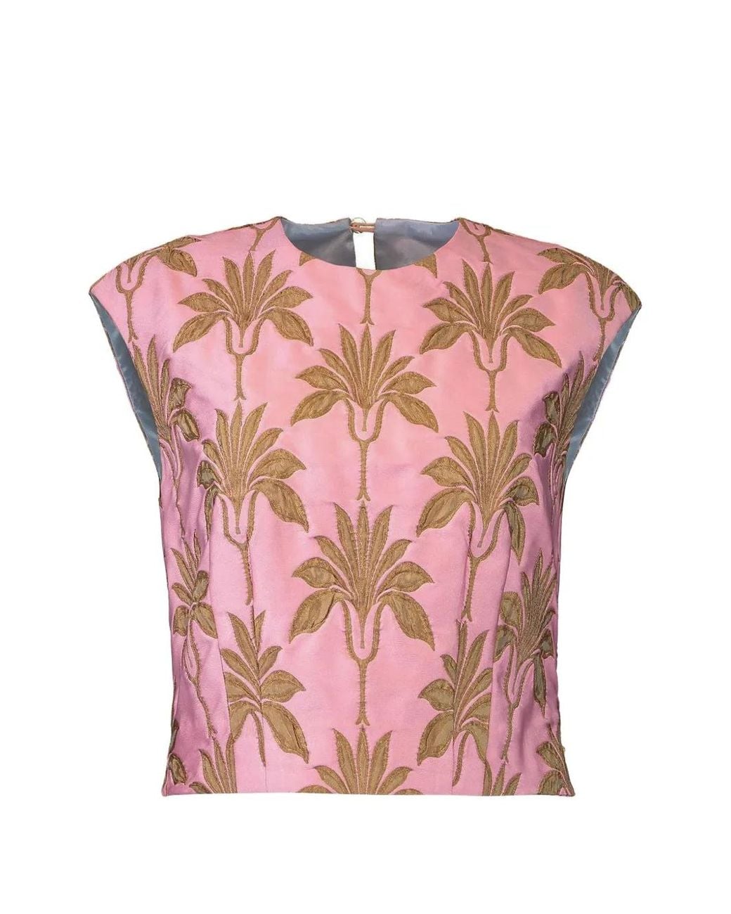 ODEEH Pink Sleeveless Floral Shirt