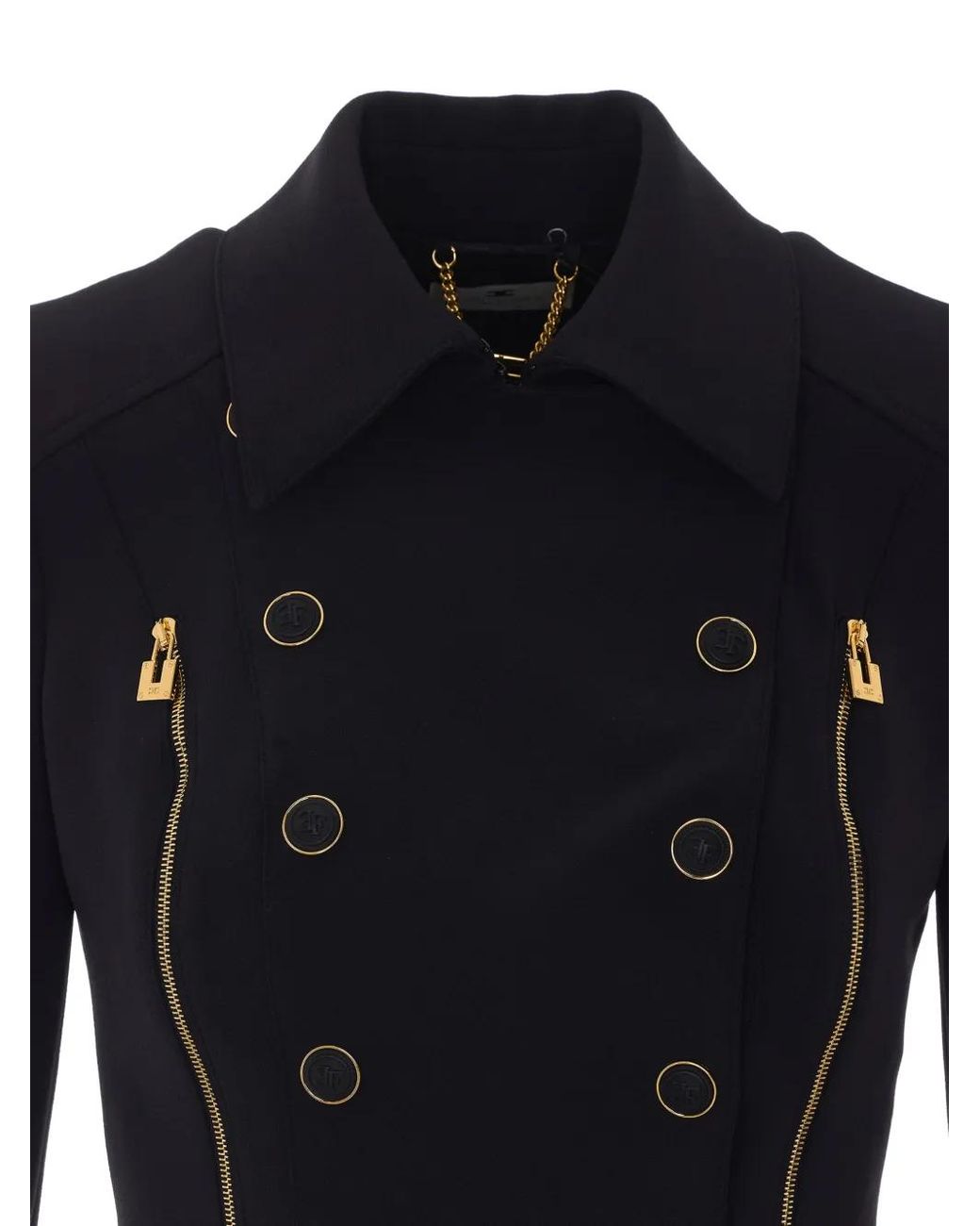 Elisabetta Franchi Blue Veste À Bordure Volantée