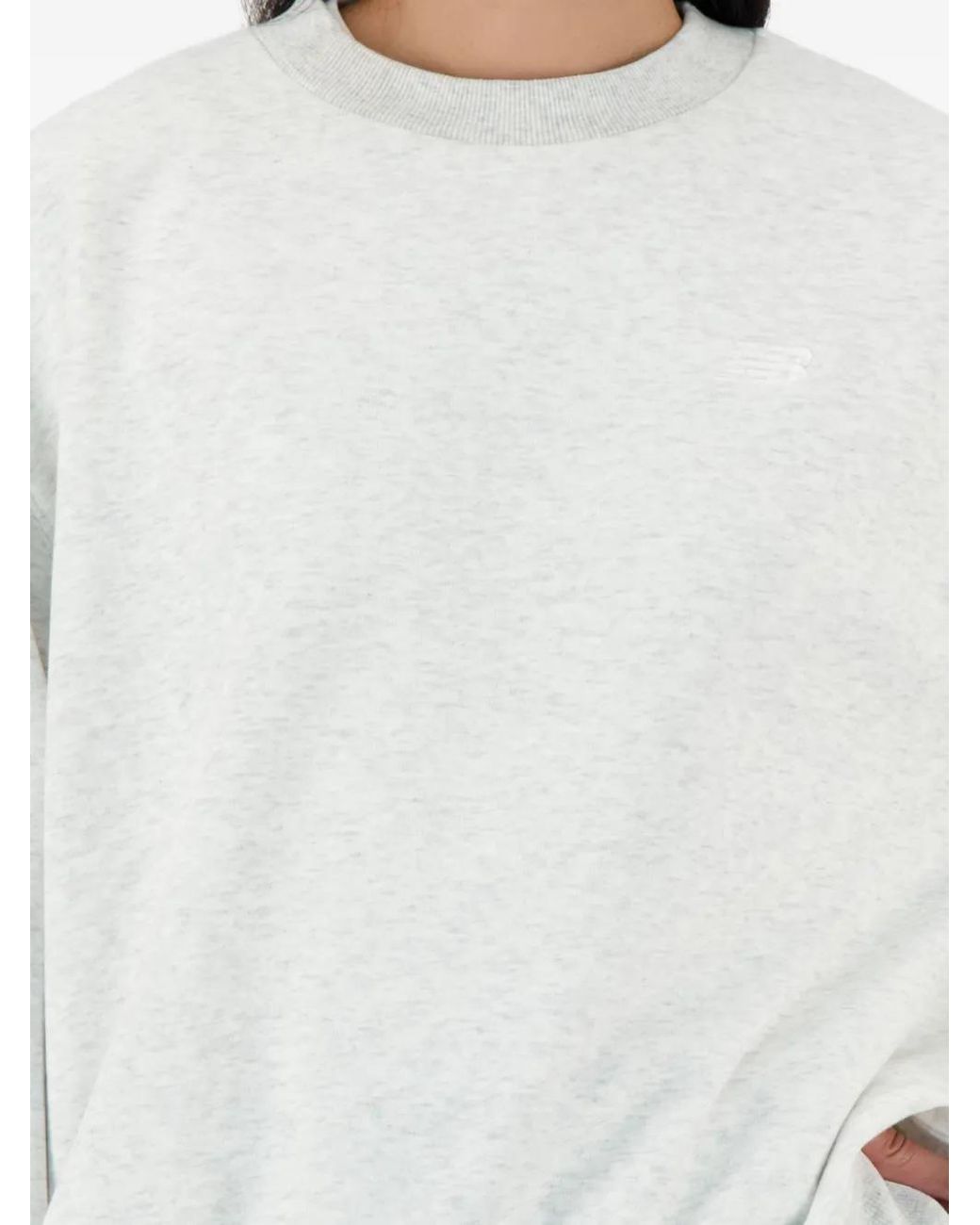 New Balance White Sweat Sport Essentials À Col Rond