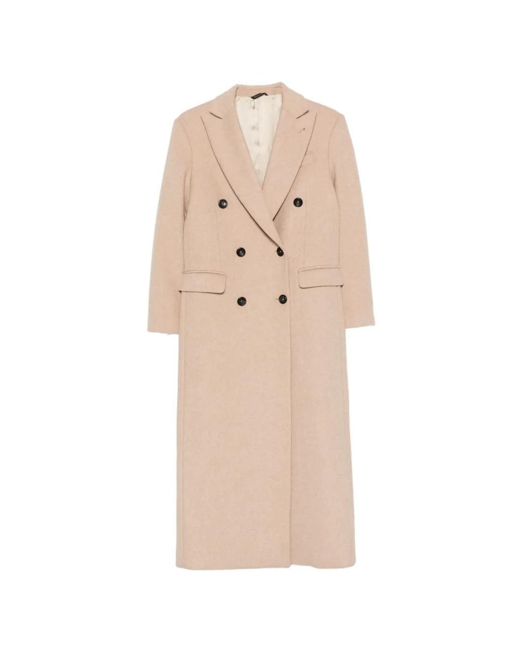 Eraldo Natural Double-Breasted Peaked-Lapel Coat
