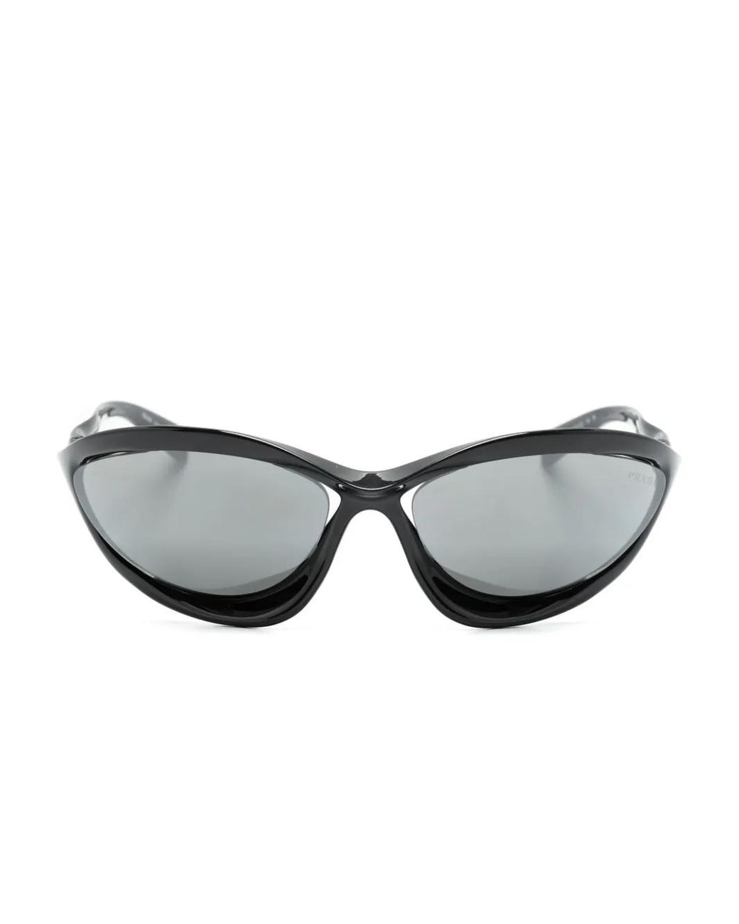 Prada Gray Runway Geometric-Frame Sunglasses