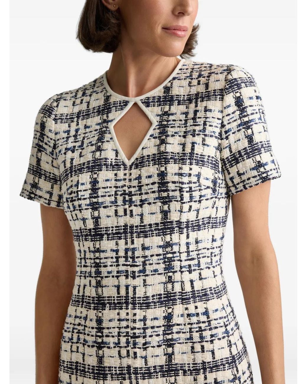 St. John White Tweed Short Sleeve Mini Dress