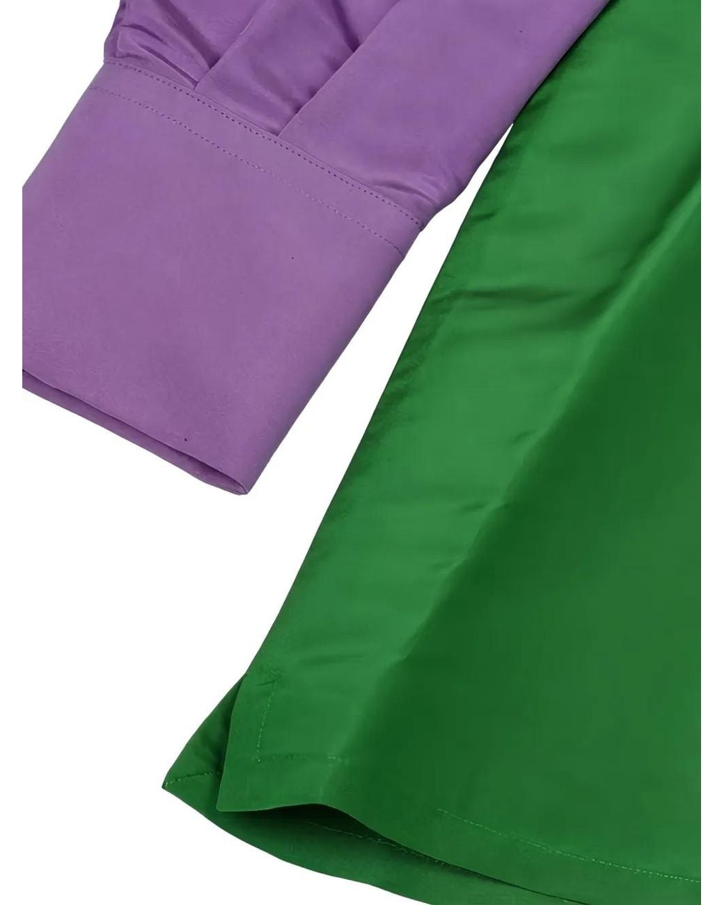 Valentino Garavani Green Robe-Chemise Courte Colour Block