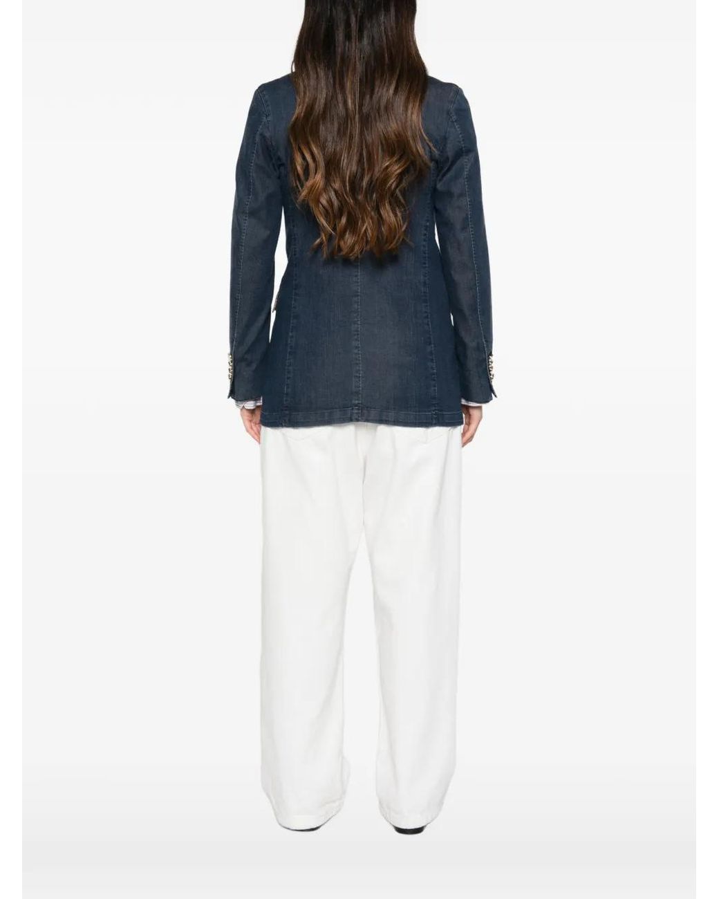 L.b.m. 1911 Blue Double-Breasted Peak-Lapel Blazer