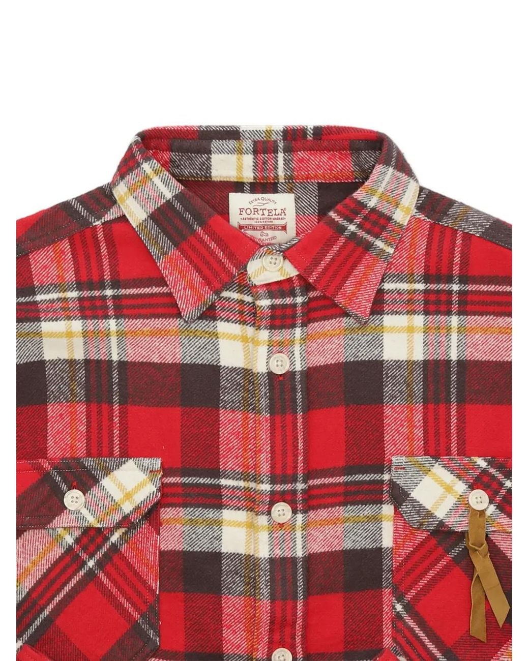Fortela Red Mescal Plaid Patch-Pocket Shirt for men