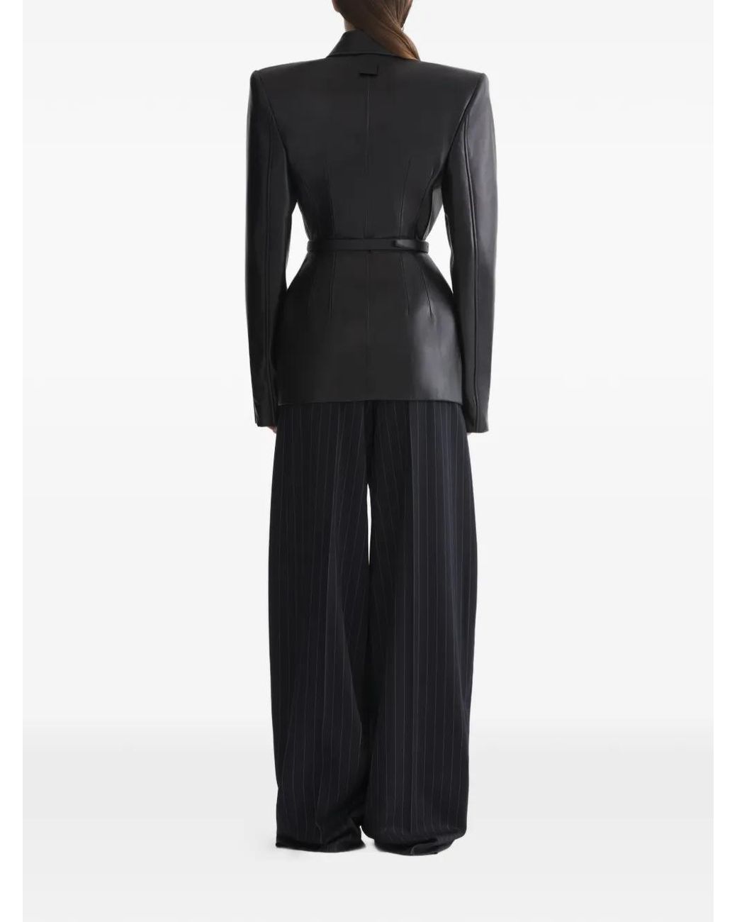 Mugler Black Leather Fitted Jacket