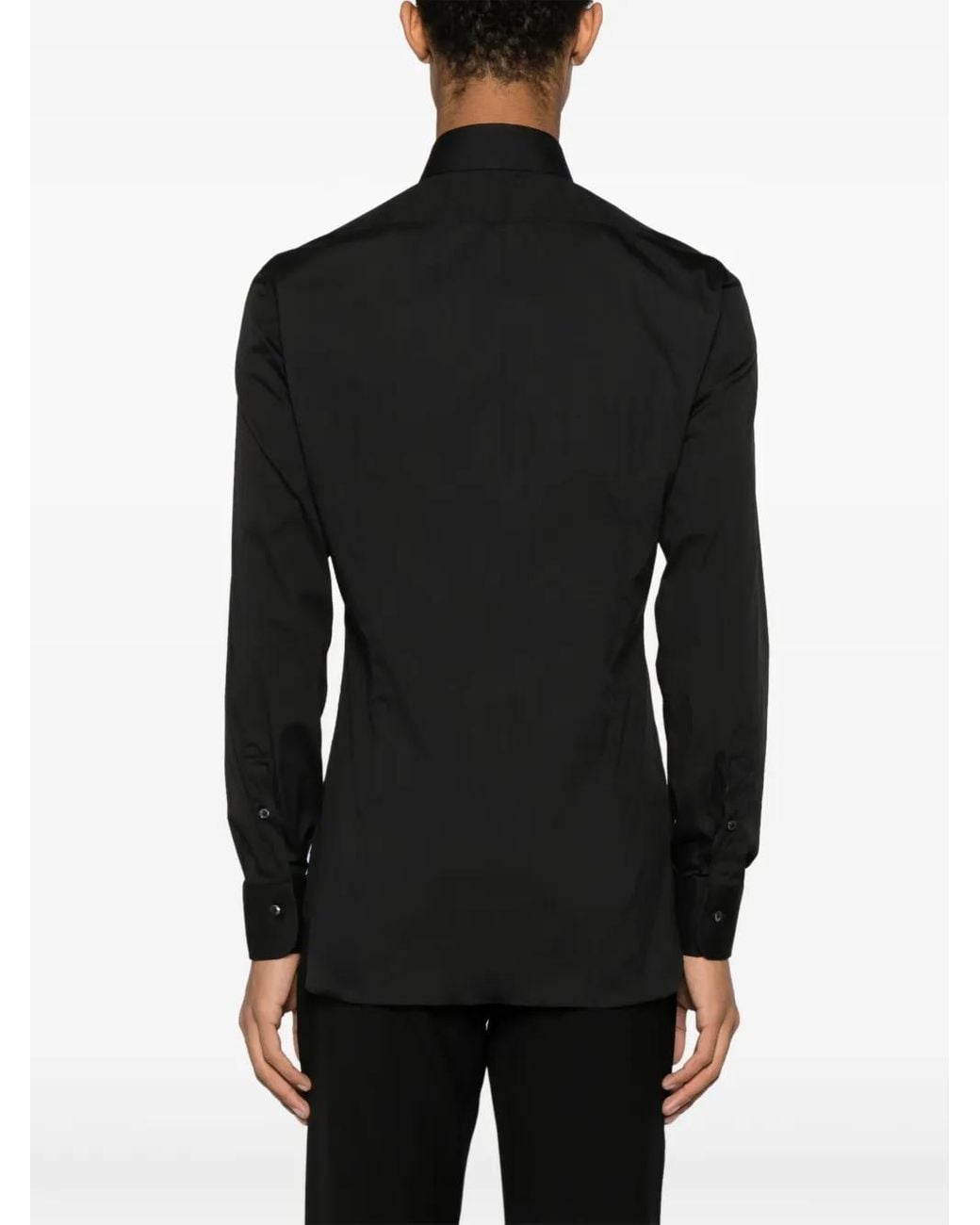 Barba Napoli Black Spread-Collar Button-Down Shirt for men
