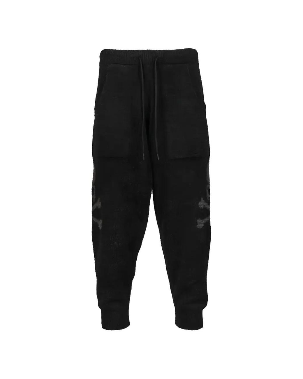 MASTERMIND WORLD Black Skull-Intarsia Knit Track Pants for men
