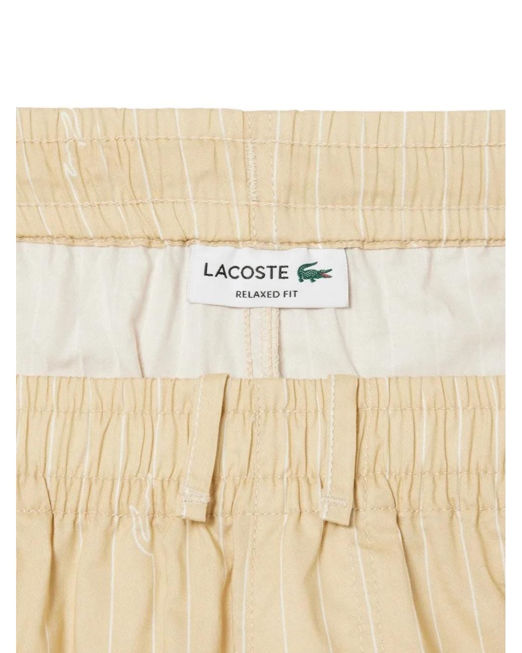 Lacoste Natural Crocodile Print Stripe Cotton Shorts for men
