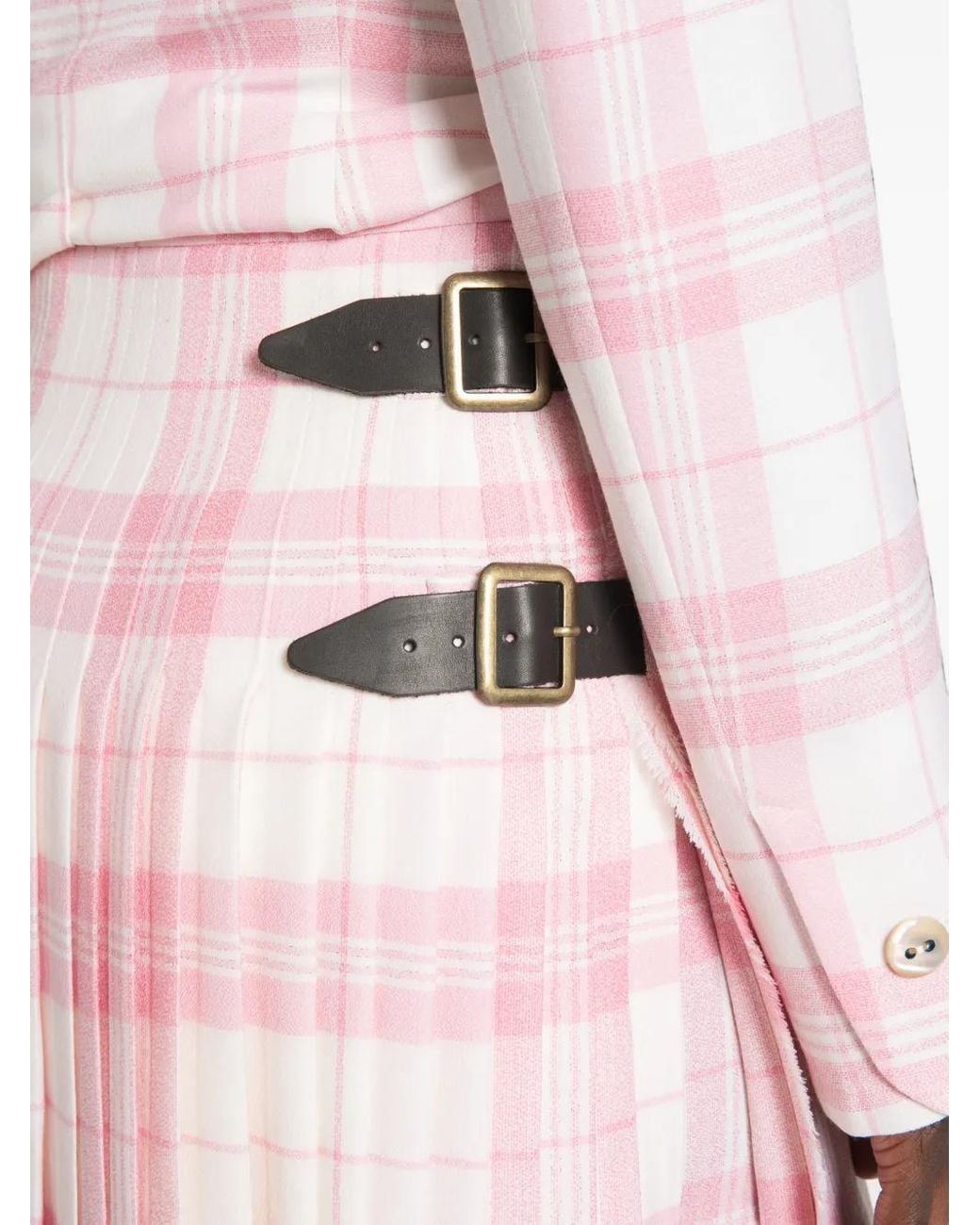 Vivienne Westwood Pink Wrap Style Mini Skirt With Plaid Pattern And Buckle Straps