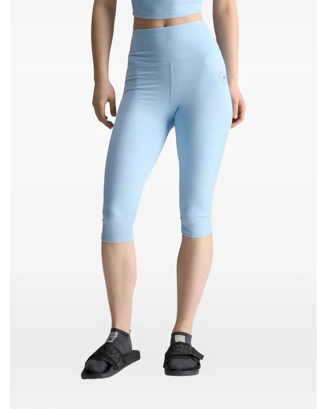 Adidas By Stella McCartney Blue Logo-Print Cropped Leggings