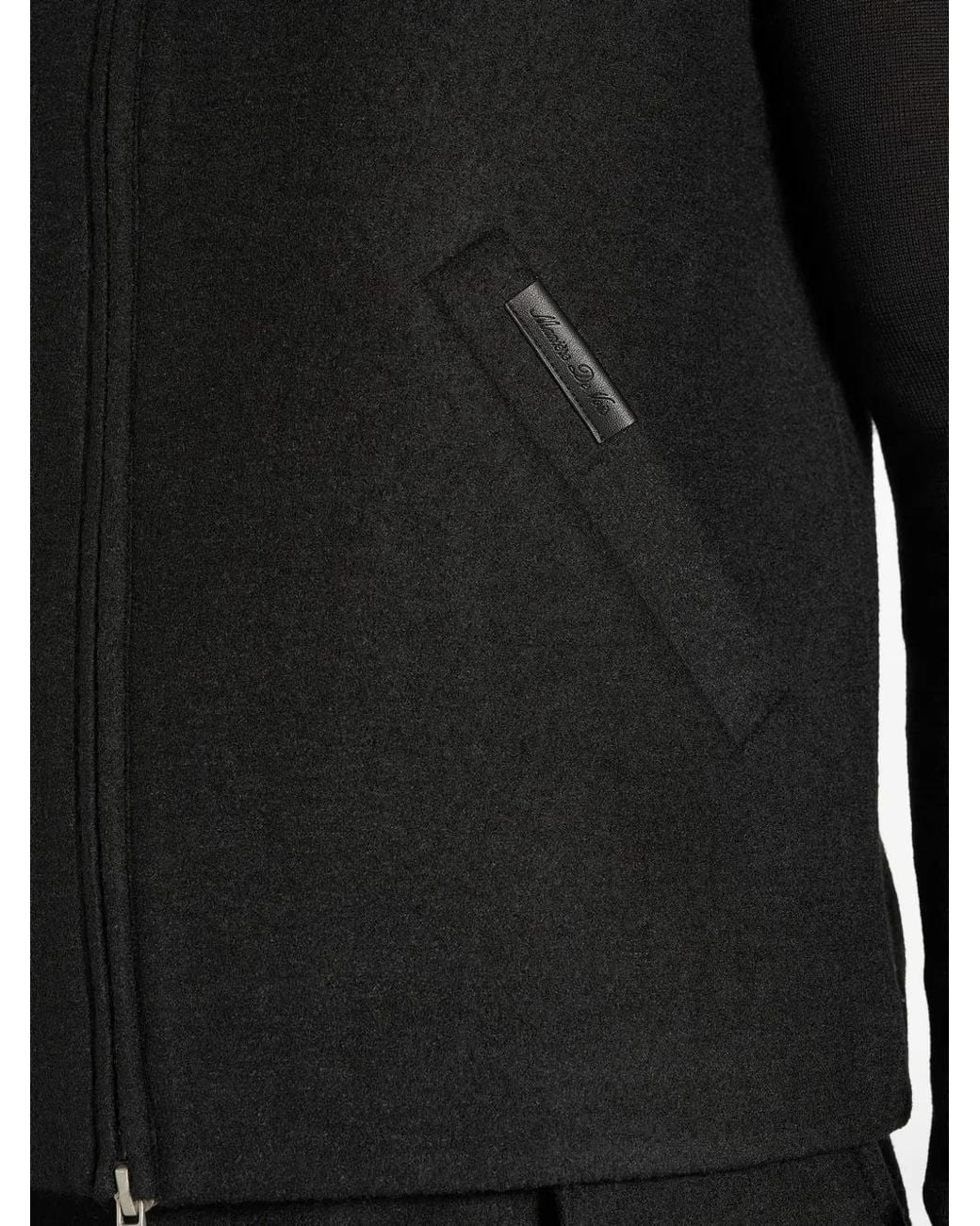 Manière De Voir Black Gilet Zippé Levi En Laine Brossée À Chevrons for men