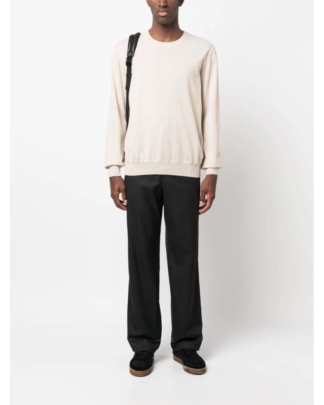 Brioni Black Drawstring-Waist Wool Trousers for men