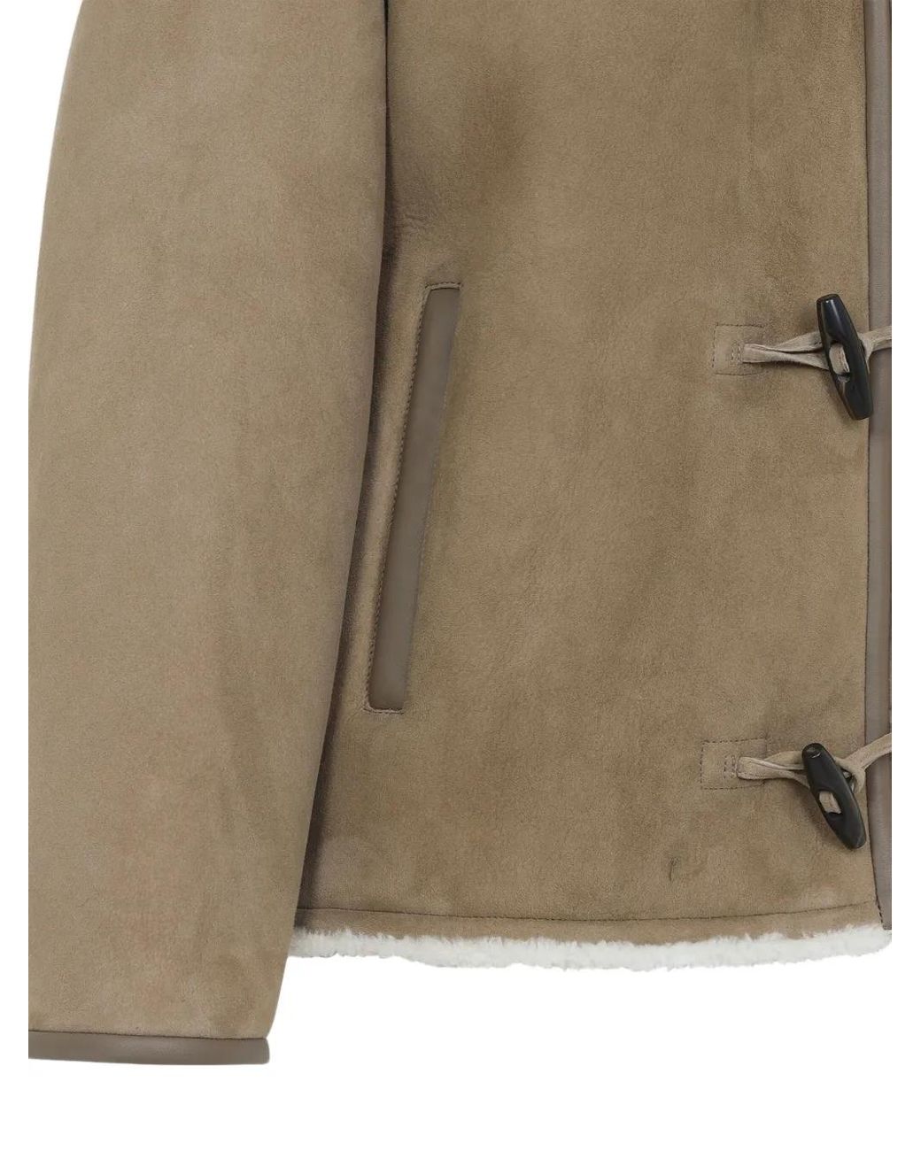 Yves Salomon Natural Hooded Suede Coat
