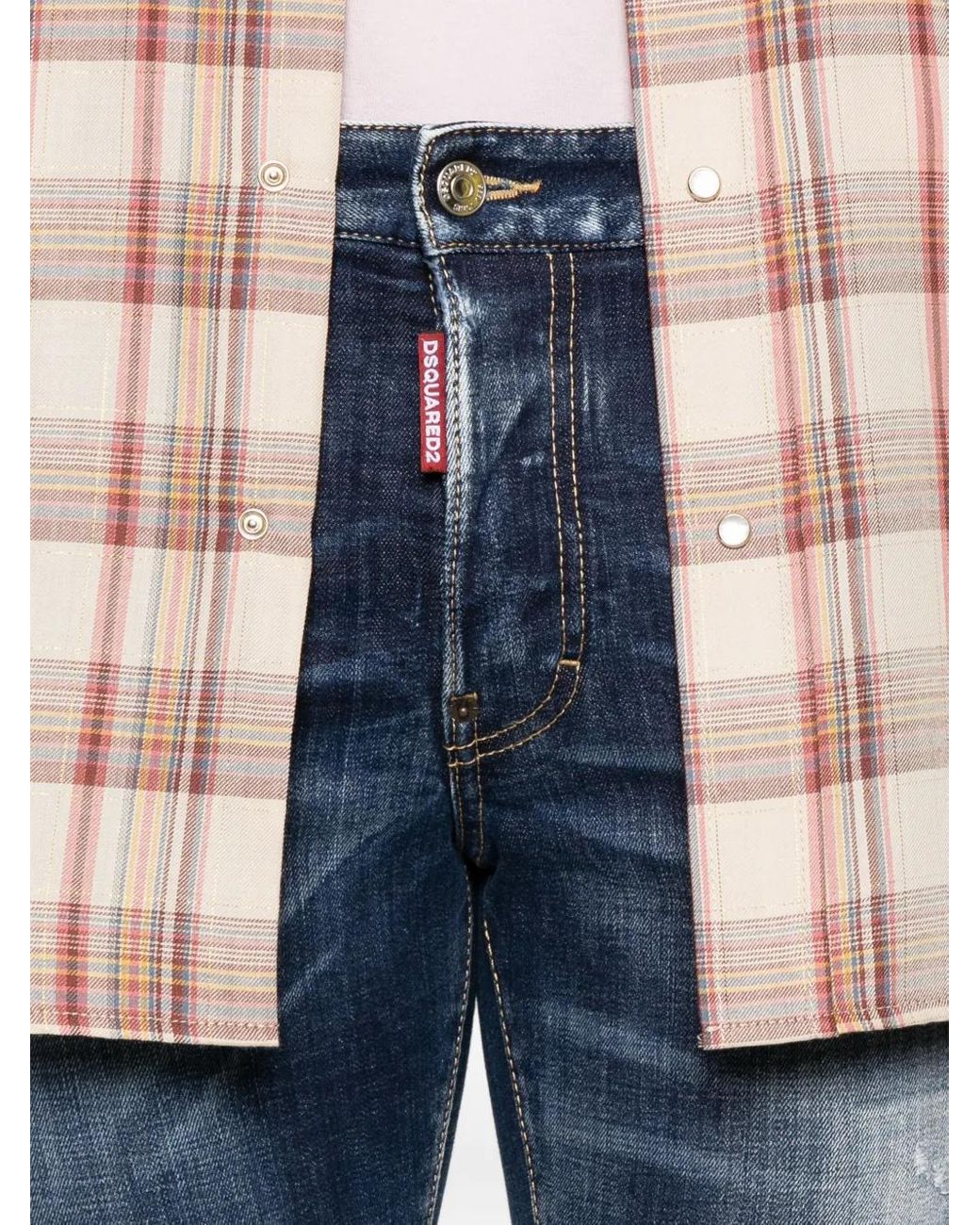 DSquared² Blue Distressed Skater Jeans With Five-Pocket Design for men