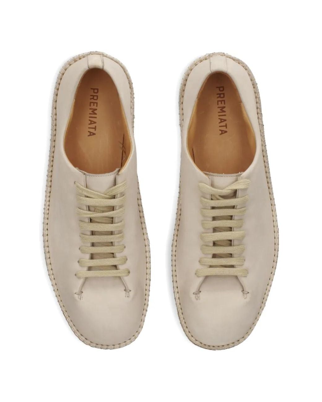 Premiata White Lace-Up Stitched Sneakers for men
