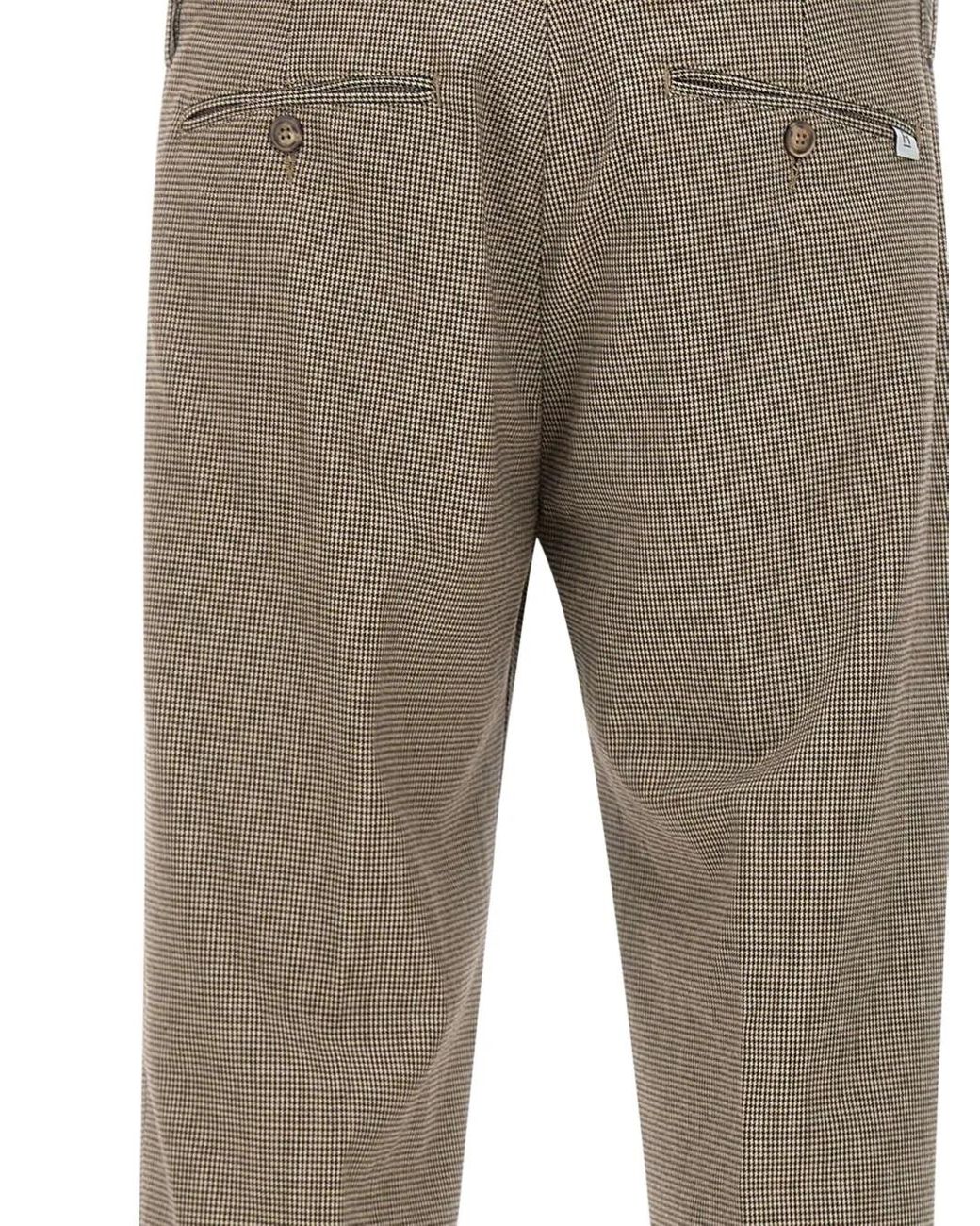 Re-hash Gray Houndstooth Cuffed-Hem Trousers for men