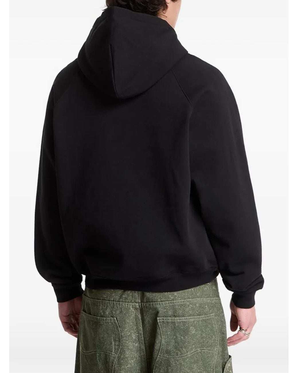 Dime Black Logo-Embroidered Raglan Hoodie