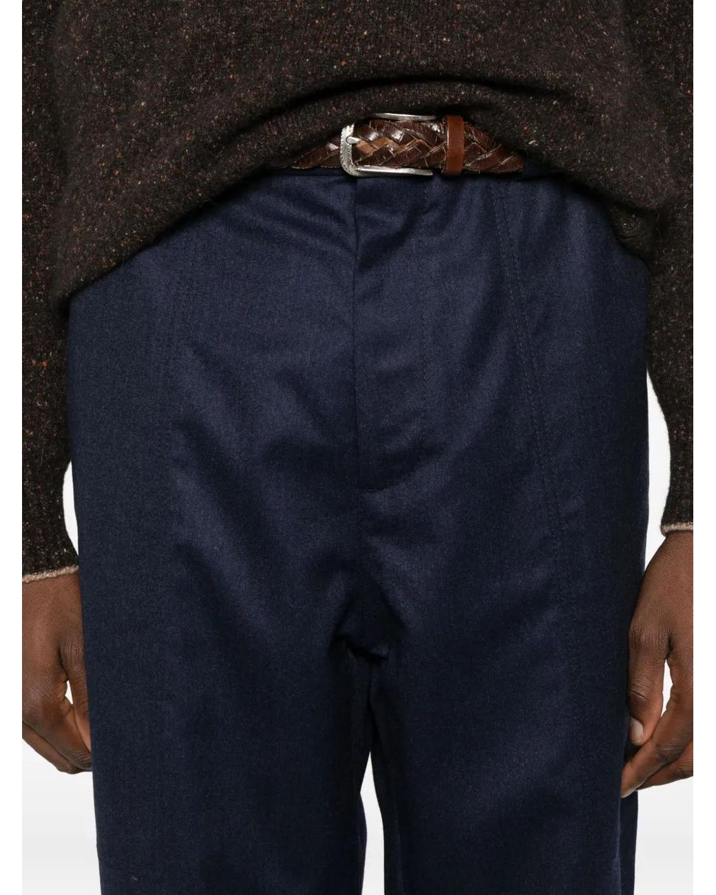 Brunello Cucinelli Broek Van Scheerwol in het Blue voor heren