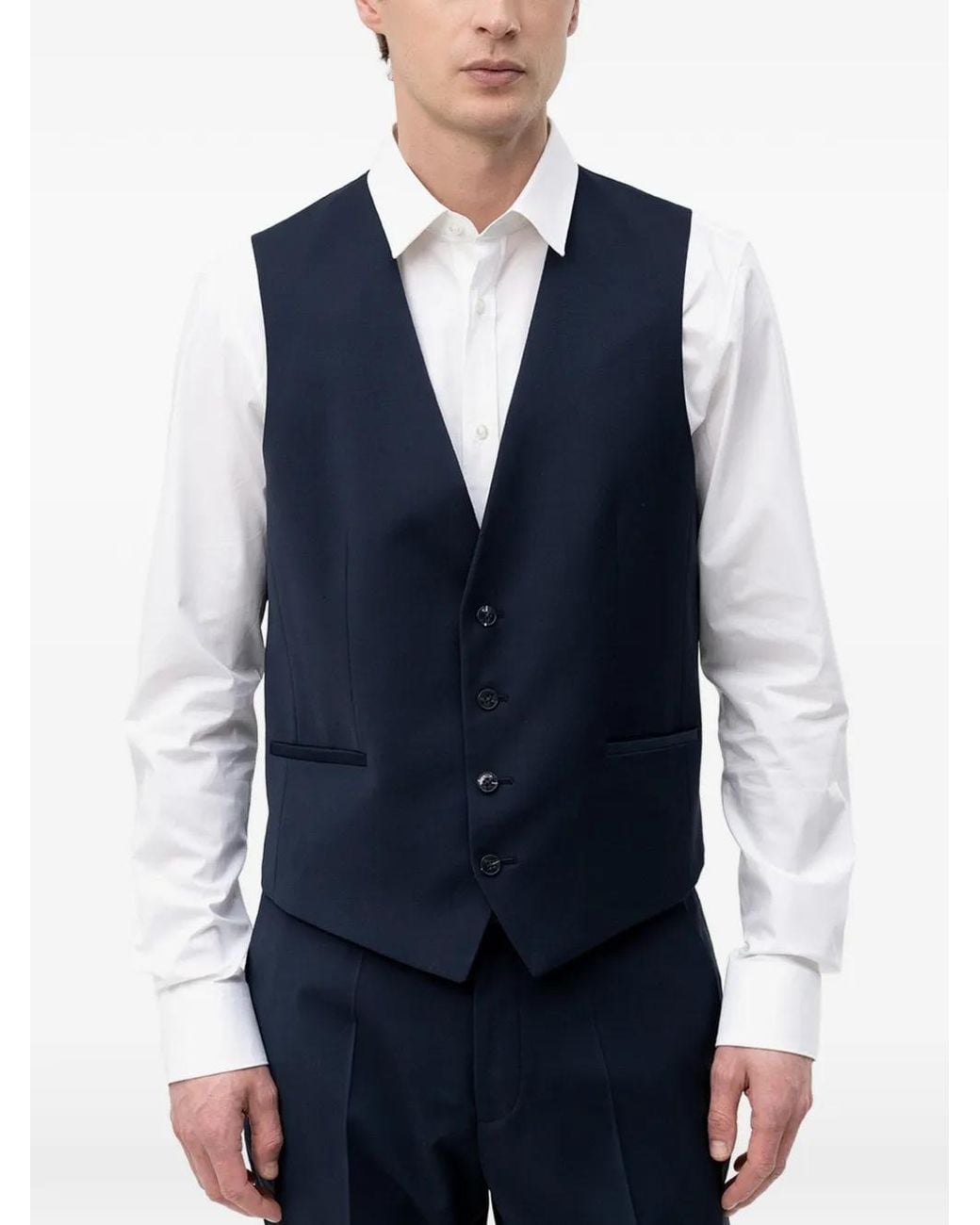 HUGO Blue Button-Fastening Waistcoat for men