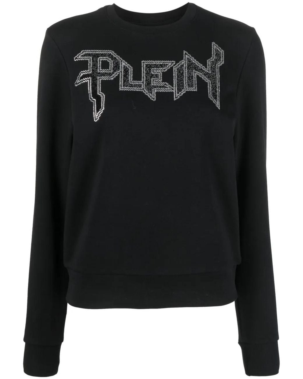 Philipp Plein Black Ls Crystal Logo-Appliqué T-Shirt