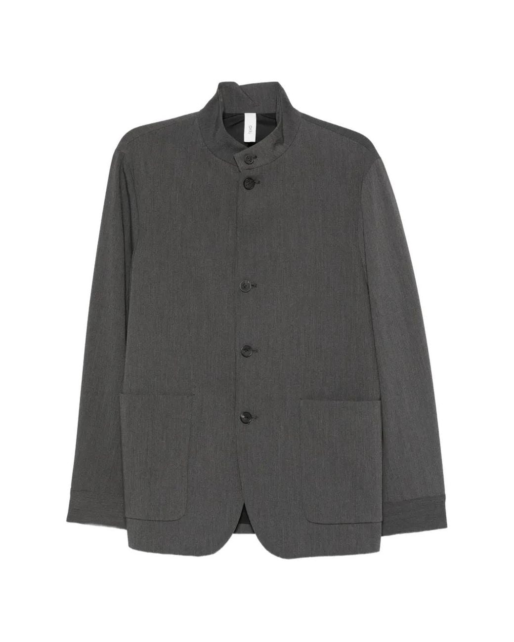 Hevò Gray High-Neck Button-Up Jacket for men