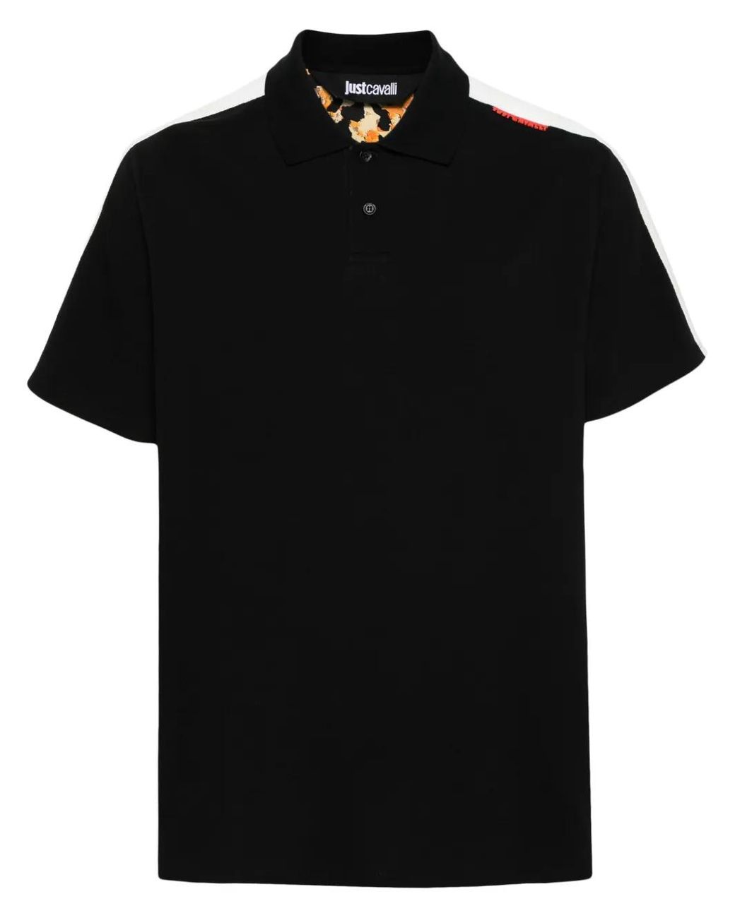 Just Cavalli Black Logo-Lettering Polo Shirt for men