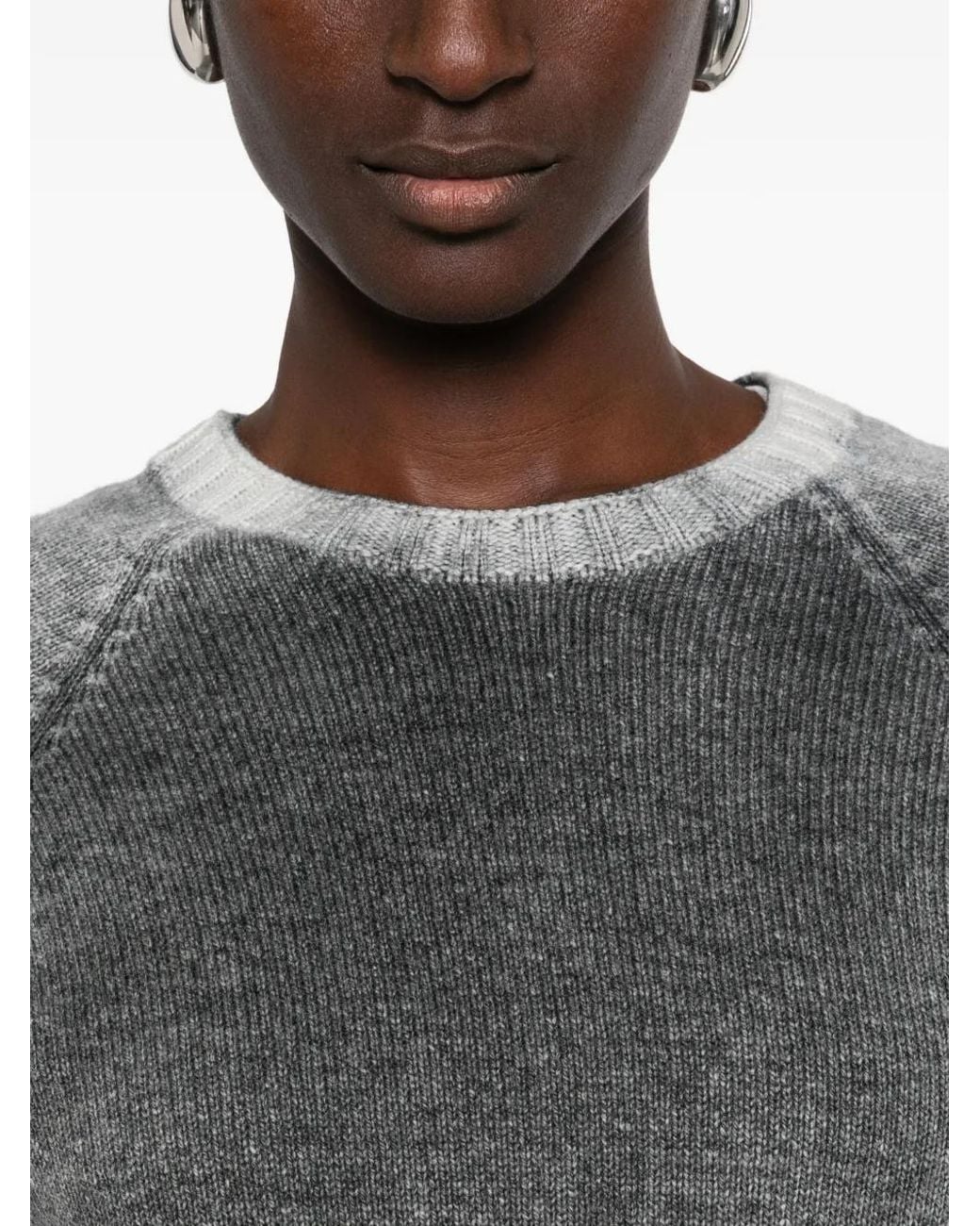 AROVESCIO Gray Gradient-Effect Long-Sleeve Sweater