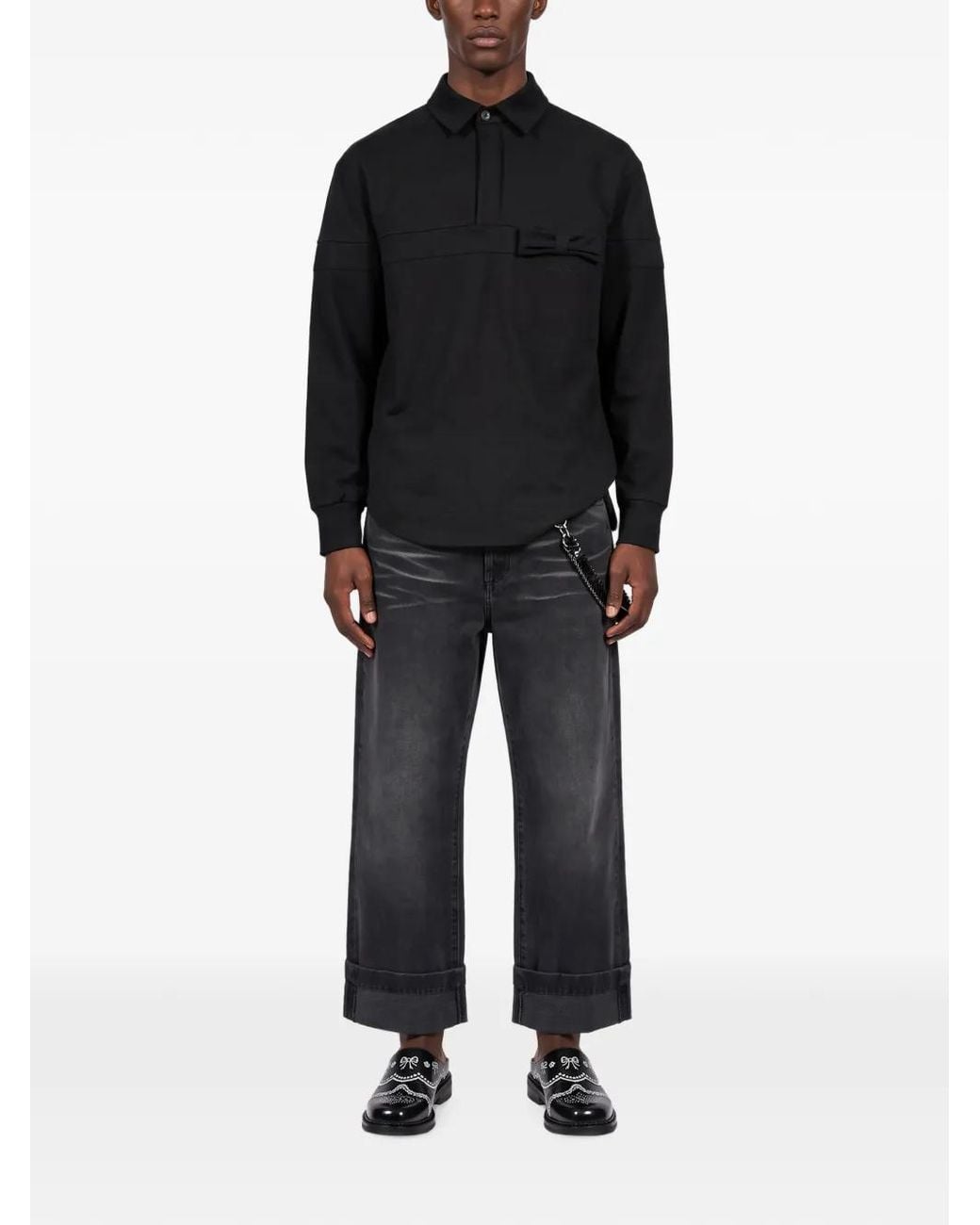 Simone Rocha Black Long-Sleeve Shirt for men