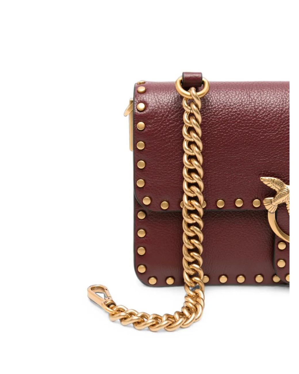 Pinko Purple Small Love Birds Stud-Embellished Shoulder Bag