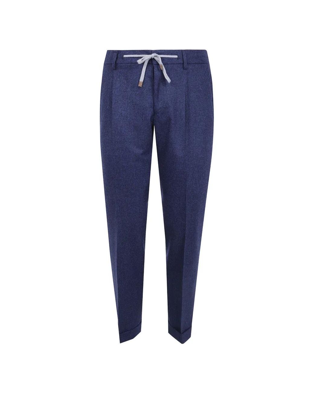 Barba Napoli Blue Check-Pattern Trousers for men