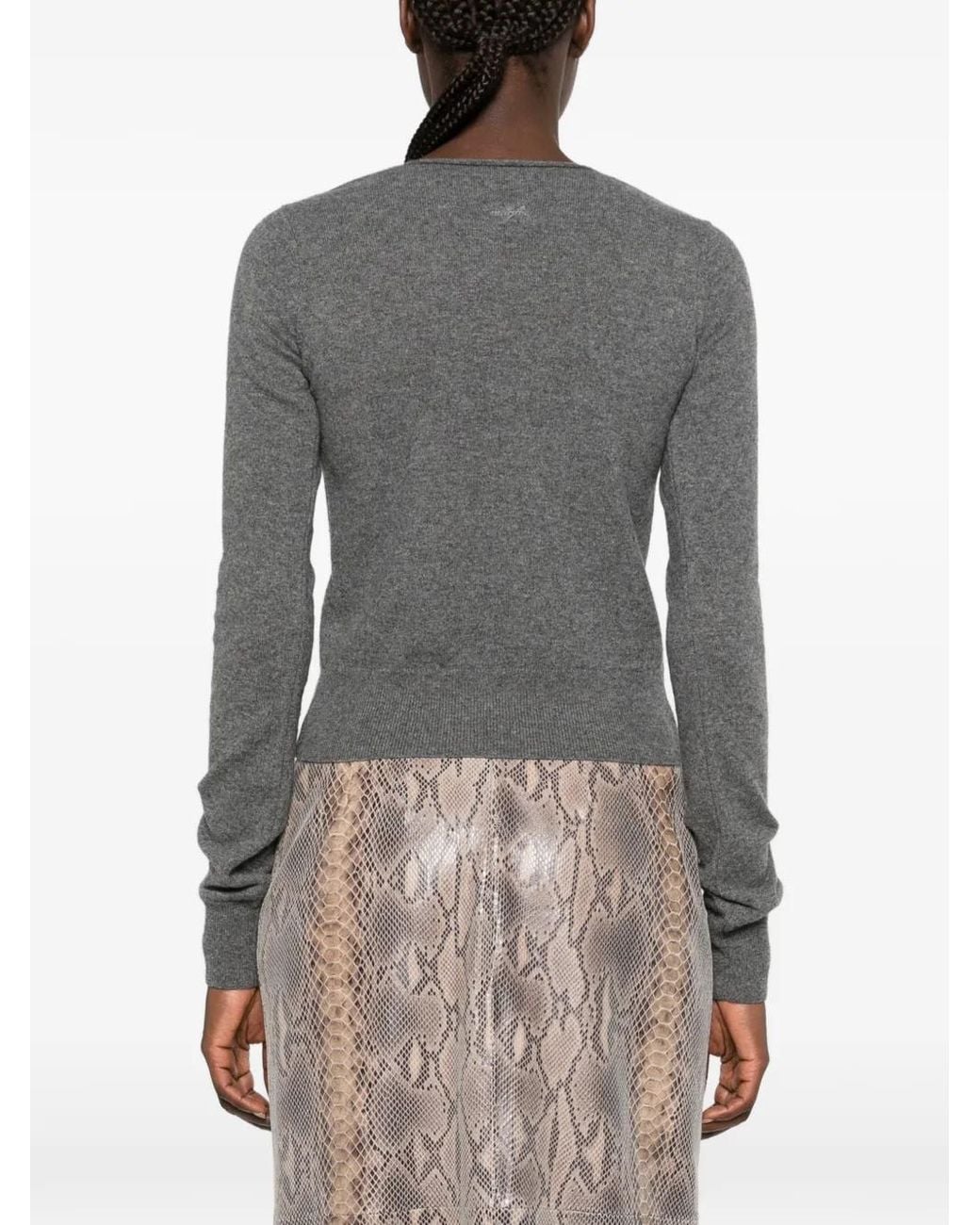 Mugglor Mugler Cut-Out V-Neck Sweater in Gray | Lyst