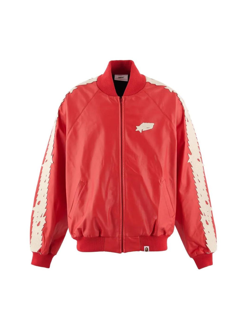 SAINT Mxxxxxx Red X Bape Logo-Patch Bomber Jacket for men