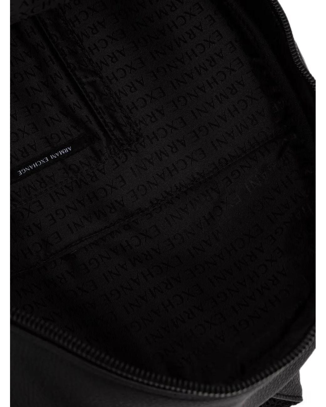 ARMANI EXCHANGE Black Sac À Dos Grainé À Plaque Logo for men