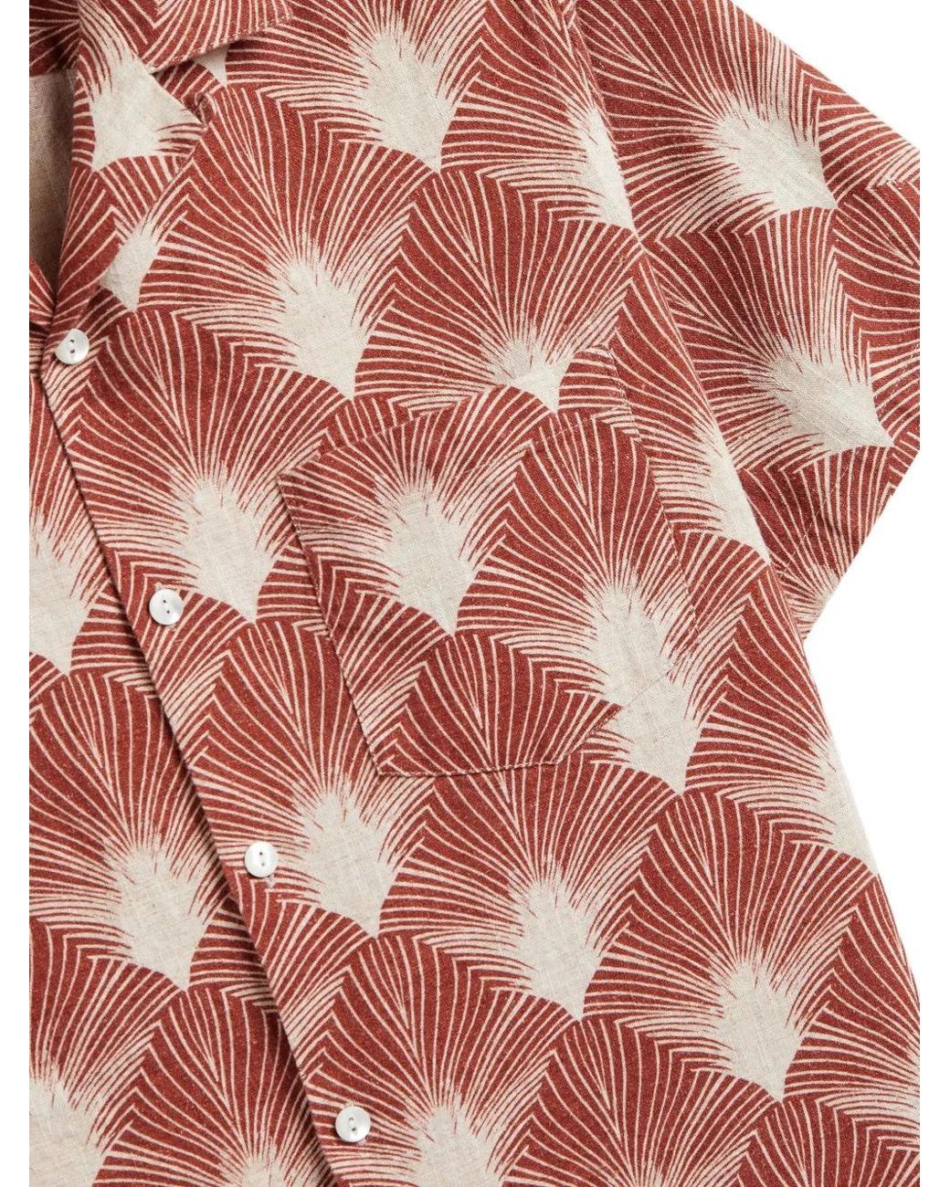 Portuguese Flannel Pink Feathers Short-Sleeve Shirt for men