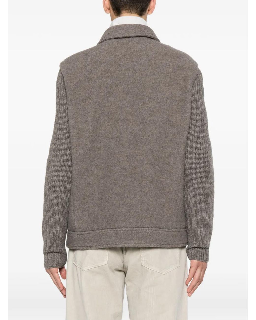 Eleventy Gray Knit-Sleeves Jacket for men