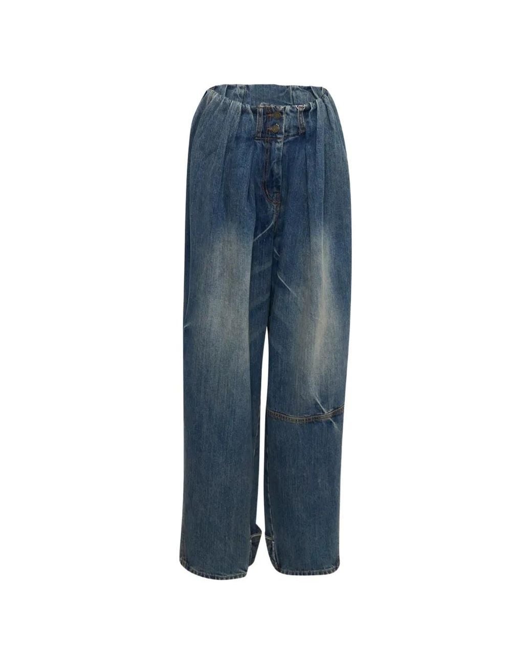 OPEN YY Blue Faded Pleated-Waist Jeans