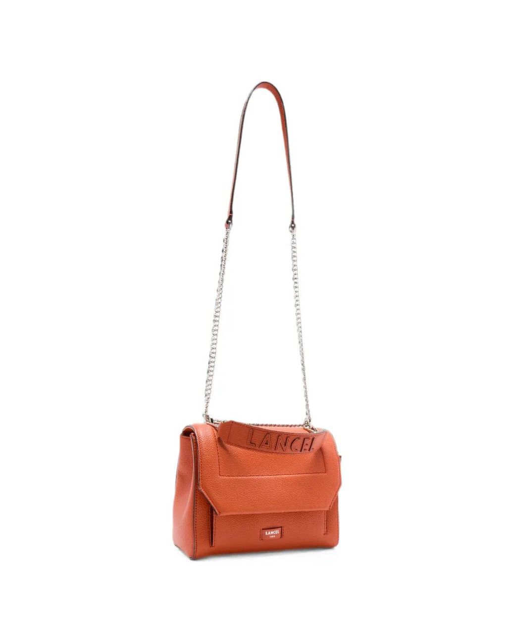Lancel Orange Ninon Leather Shoulder Bag