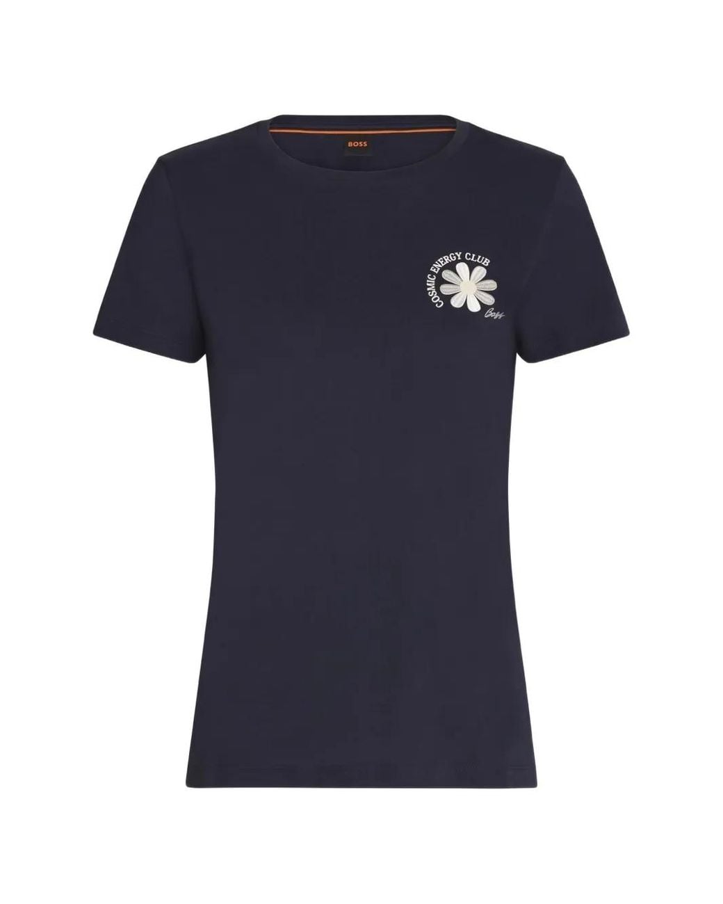 Boss Blue Floral-Embroidered T-Shirt