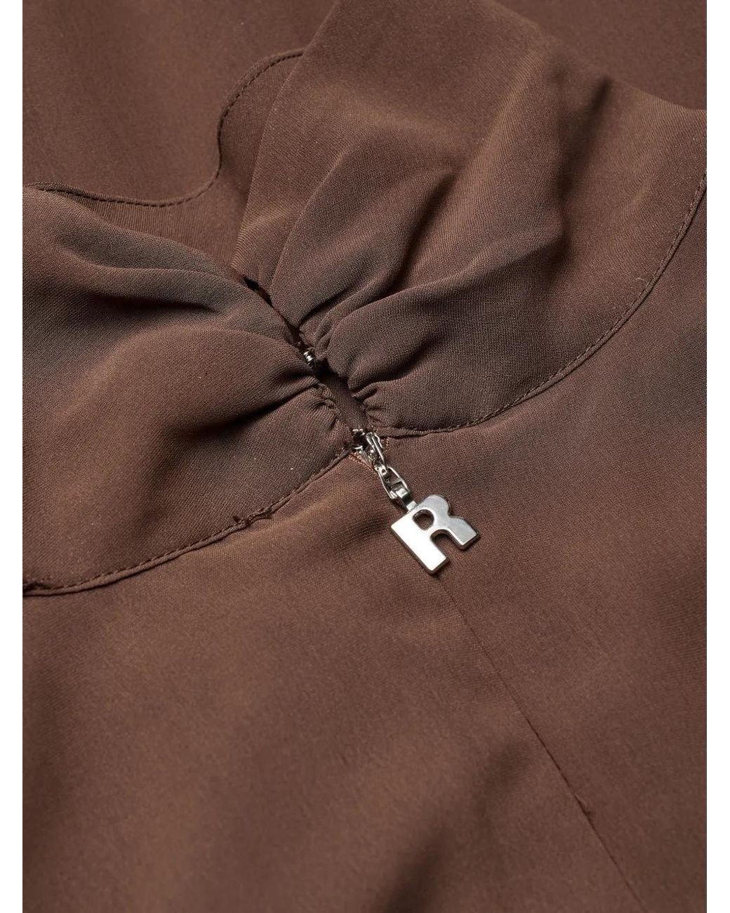 ROTATE BIRGER CHRISTENSEN Brown Ruffled-Hem Long-Sleeve Maxi Dress