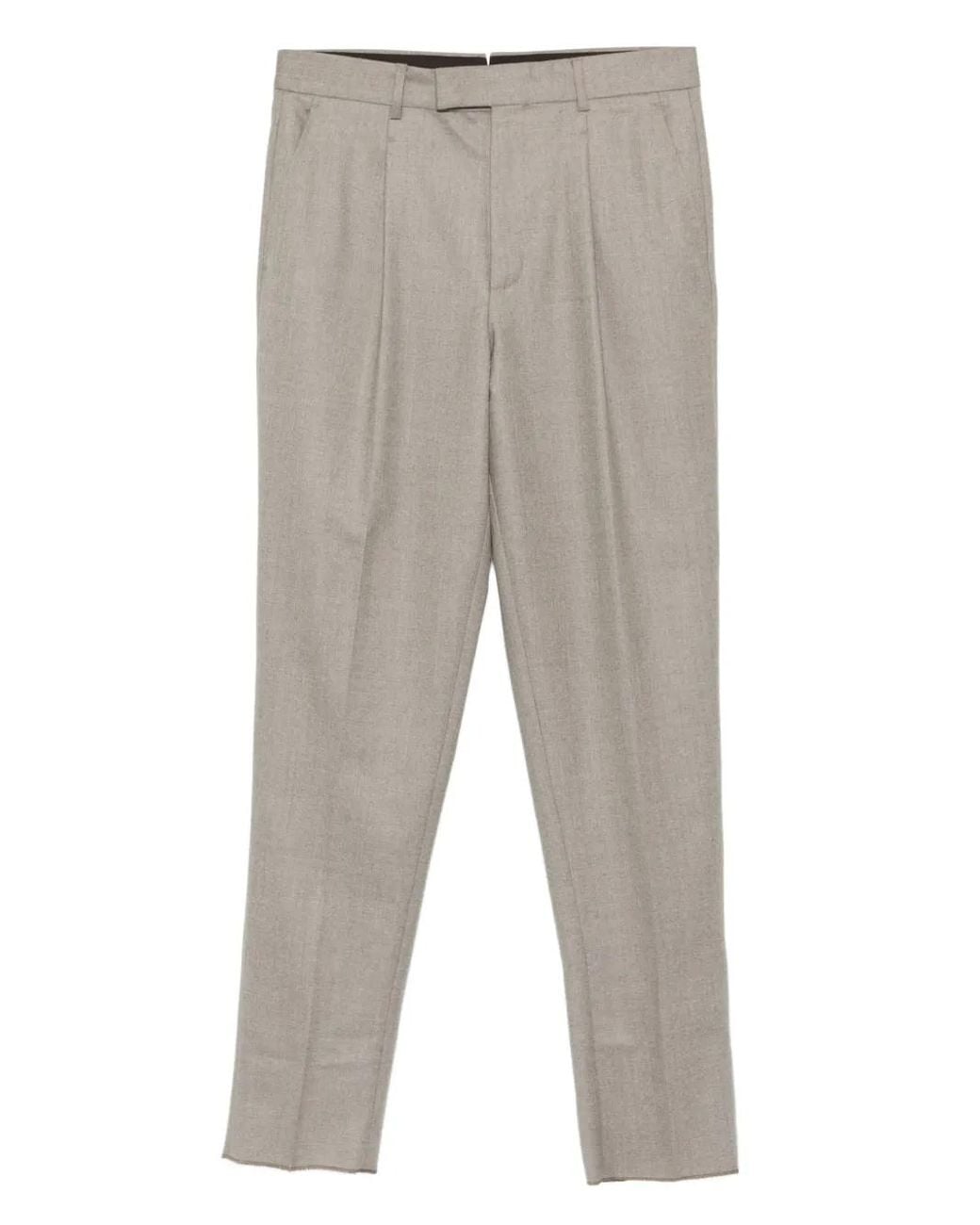 Zegna Gray Press-Creased Trousers for men