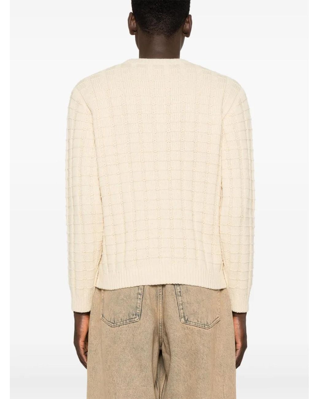 sunflower Natural Crew-Neck Ribbed Knitted Sweater for men