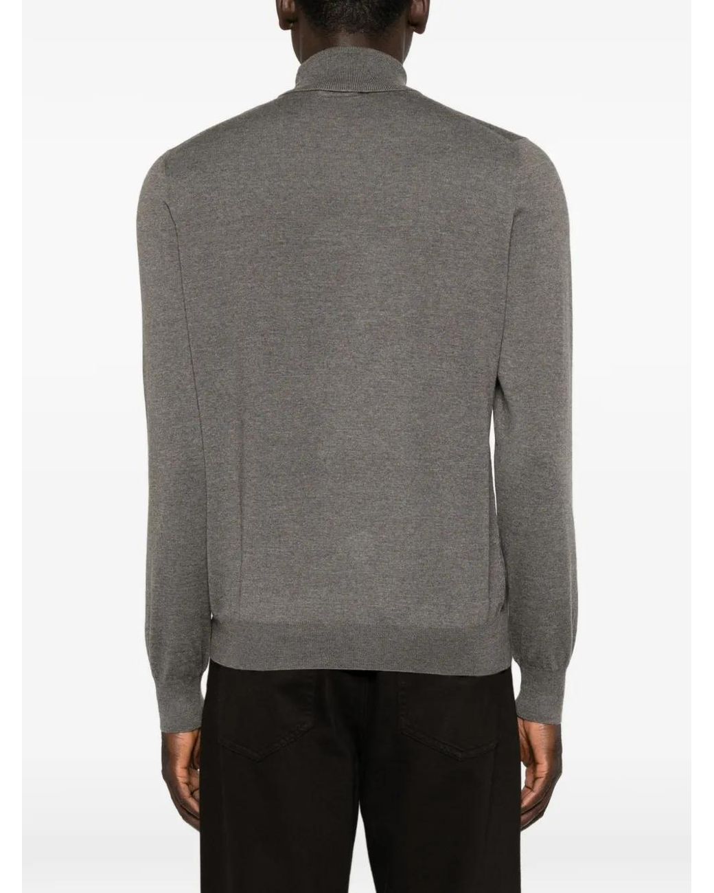 Gran Sasso Gray Roll-Neck Wool Sweater for men
