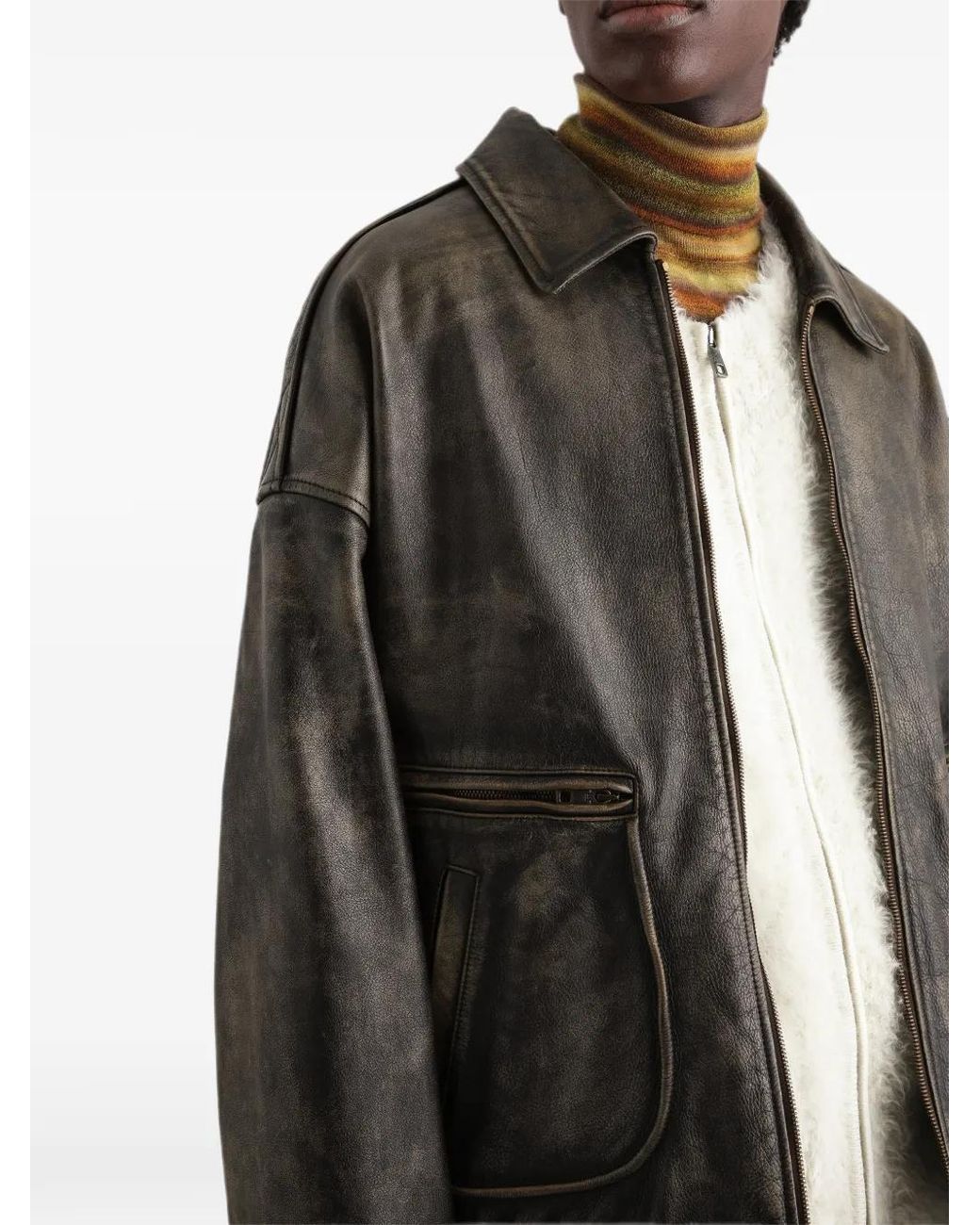 Dolce & Gabbana Green Bull Leather Jacket for men