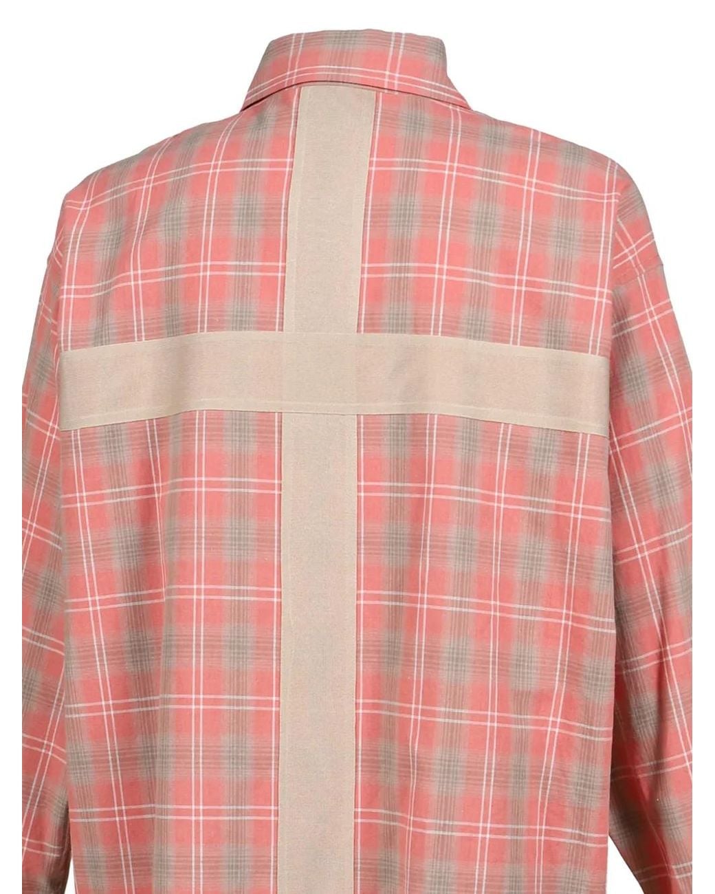 JUN/NAKAYAMA Pink Check-Pattern Raw-Cut Shirt for men