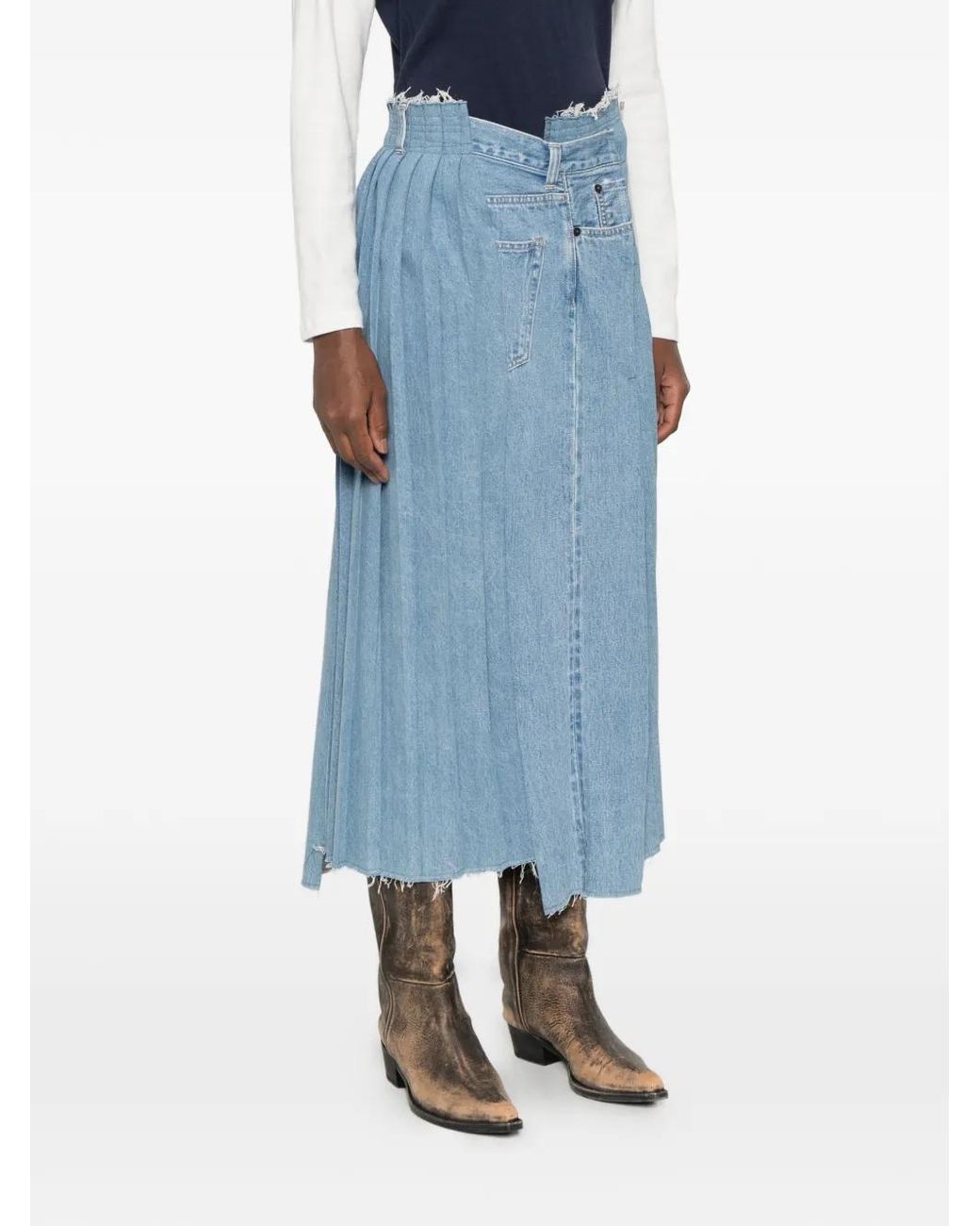 Kuro Blue Patchwork Deconstructed Skirt