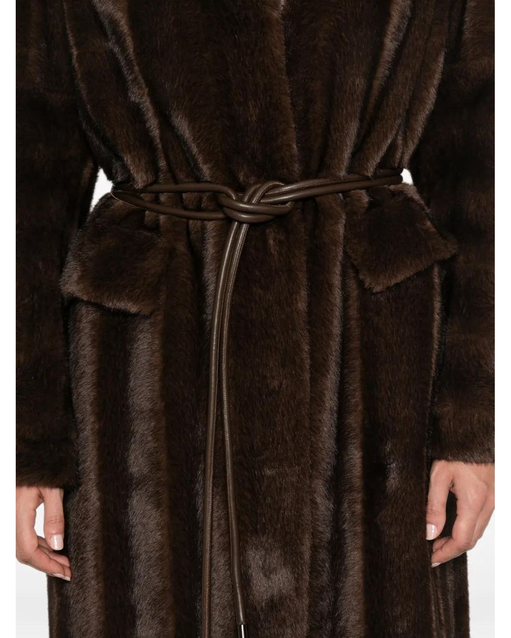 VALENTINI 1972 Black Faux-Fur Belted Coat