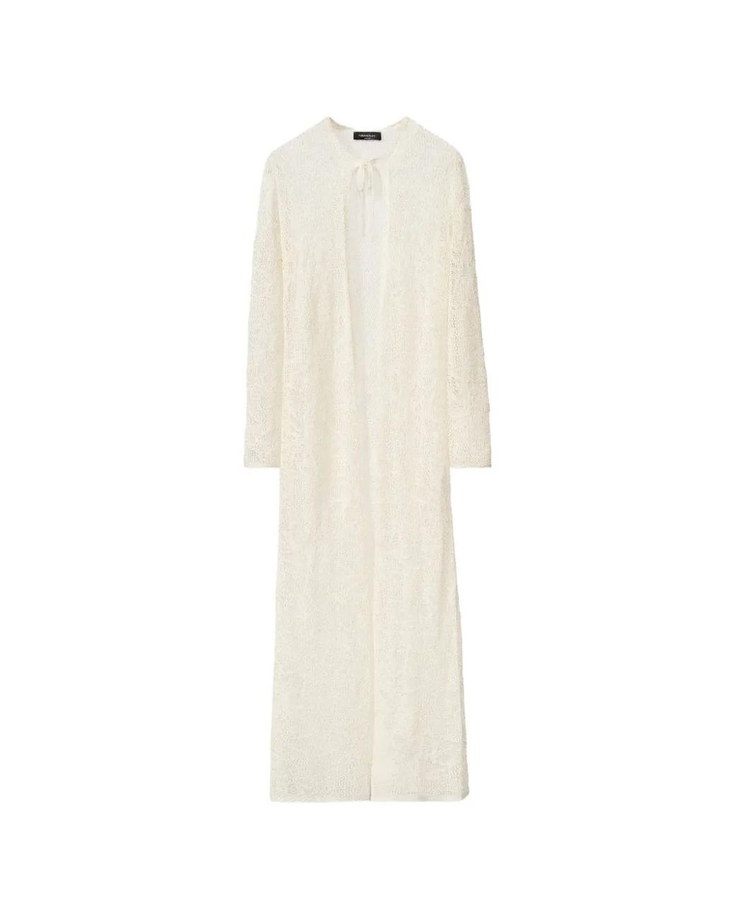 Fabiana Filippi White Long-Sleeve Tie-Neck Cardi-Coat
